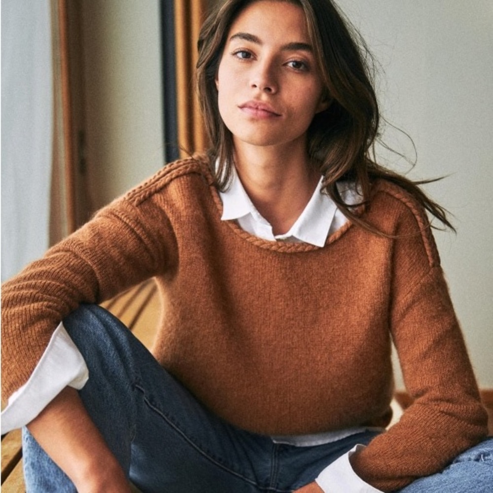 Sezane enora jumper sweater in camel color size small